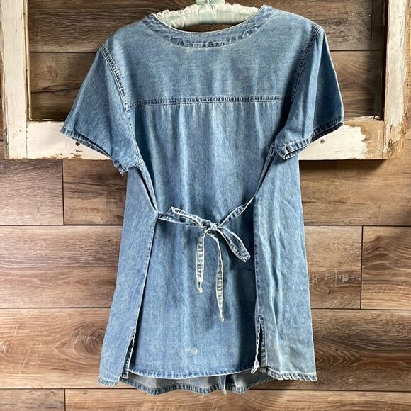 Oh! Mamma Maternity Button Up Toe Back Blue Jean Top Blouse, Small, Vintage - Picture 5 of 6